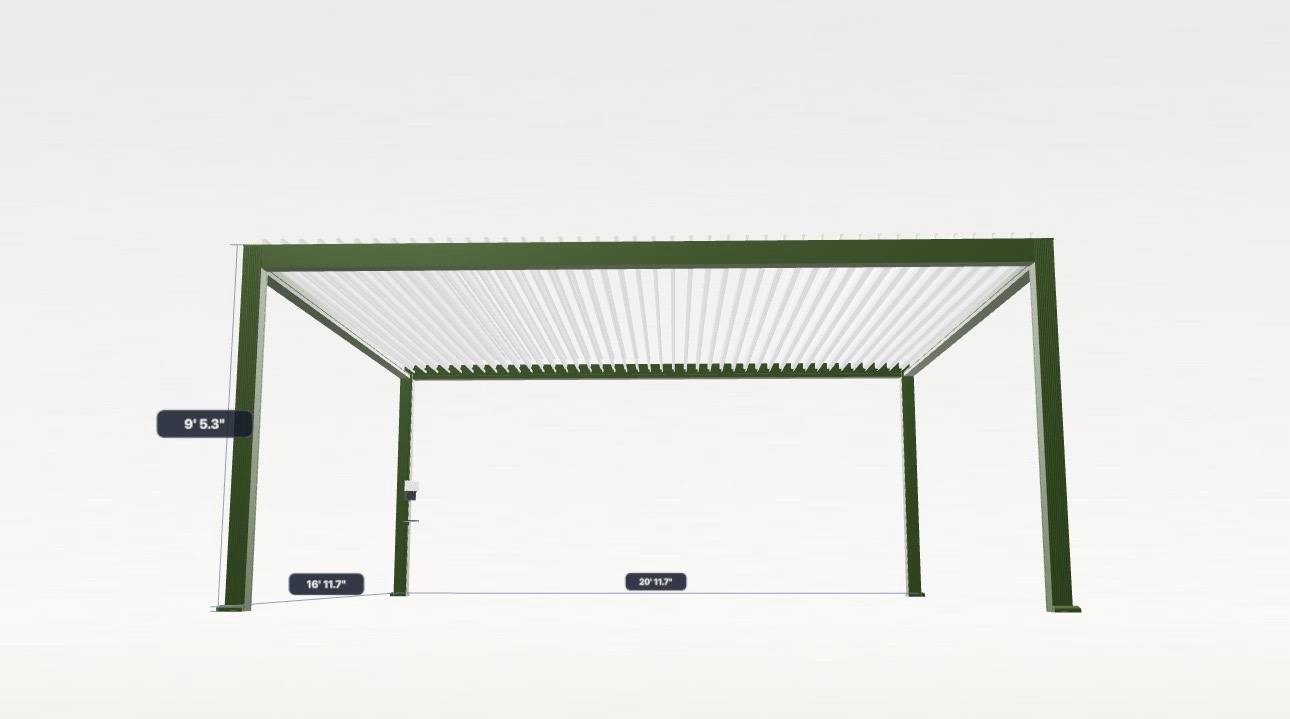 Skyy+ upgrade pergola in deep green