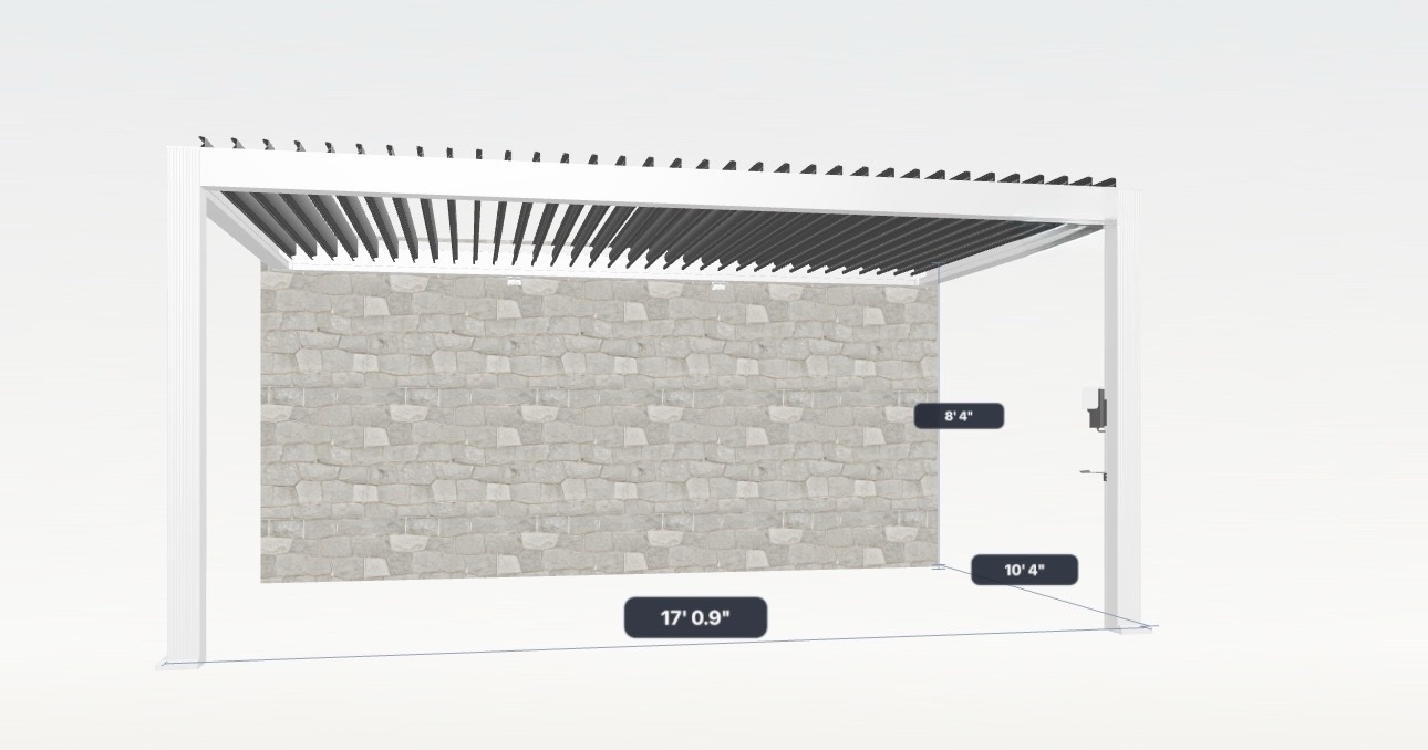 White wall mounted custom pergola