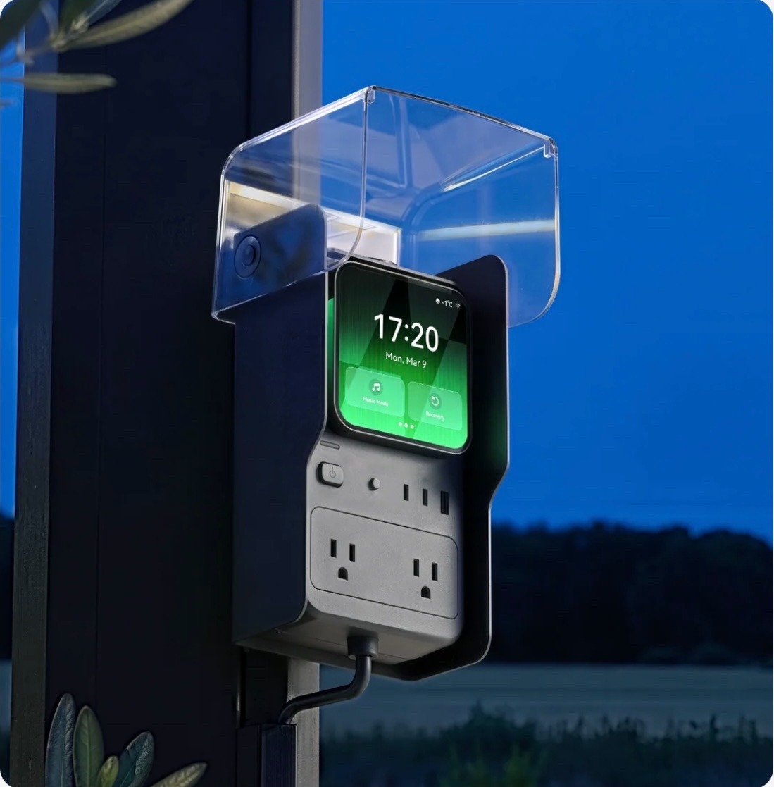 The Skyy+ touchscreen control built into the post, with outlets below it